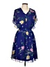 DKNY 100% Polyester Floral Blue Casual Dress Size 12 - photo 1