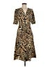 Topshop 100% Polyester Animal Print Brown Casual Dress Size 6 - photo 1