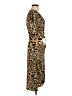 Topshop 100% Polyester Animal Print Brown Casual Dress Size 6 - photo 4