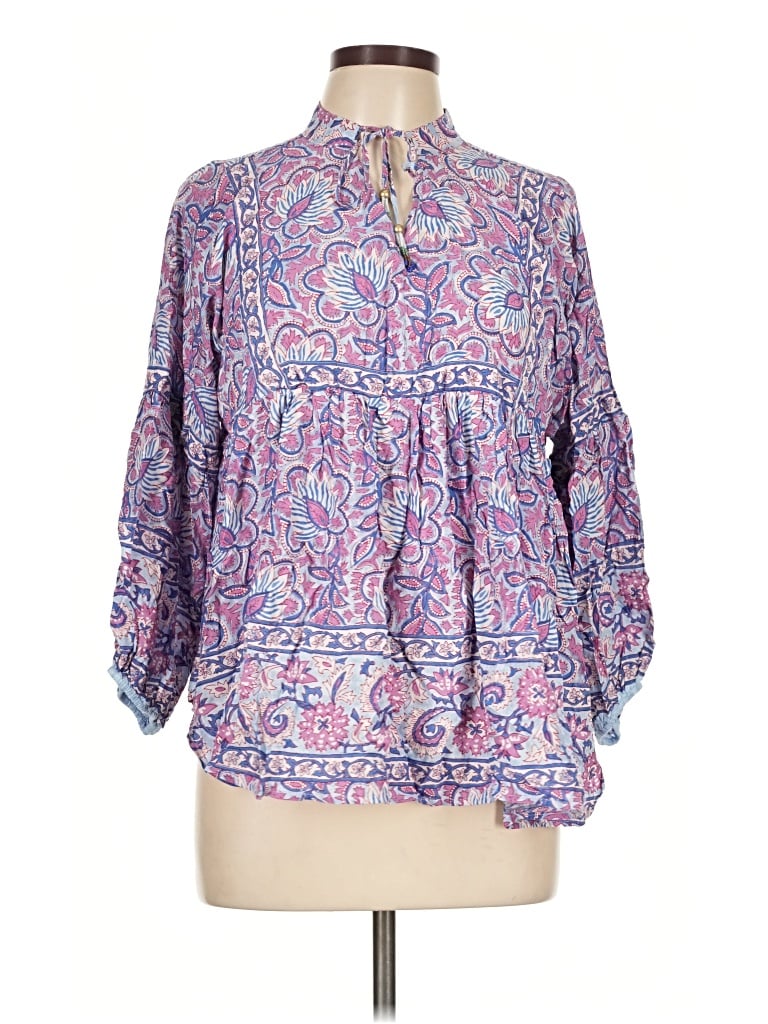 Pre-owned Grand & Greene 3/4 Sleeve Blouse In Purple