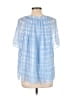 Halogen 100% Polyester Blue Short Sleeve Blouse Size L - photo 2