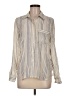 Indigo Rose Stripes Ivory Long Sleeve Button-Down Shirt Size M - photo 1