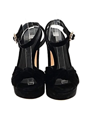 Dolce & Gabbana Black Knotted Velvet Platform Ankle Strap Sandals (view 2)