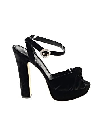 Dolce & Gabbana Black Knotted Velvet Platform Ankle Strap Sandals (view 1)