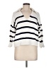 Old Navy 100% Cotton Stripes White Pullover Sweater Size Med Petite - photo 1