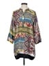 Johnny Was 100% Silk Gray 3/4 Sleeve Silk Top Size S - photo 1