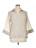 JM Collection Metallic Silver 3/4 Sleeve Blouse Size XL - photo 1