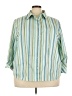 Attention Stripes Green 3/4 Sleeve Button-Down Shirt Size 3X - photo 1