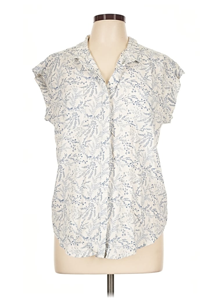 Pre-owned Jachs Girlfriend Short Sleeve Blouse In Ivory