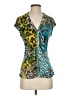 Cache Animal Print Teal Short Sleeve Blouse Size S - photo 1