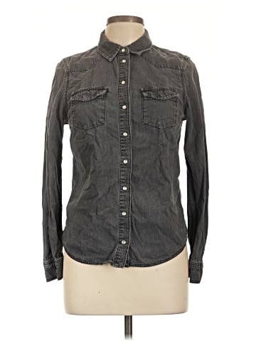 Topshop Long Sleeve Button-Down Shirt (view 1)