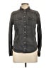 Topshop 100% Cotton Gray Long Sleeve Button-Down Shirt Size 12 - photo 1