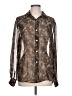 Impressions 100% Polyester Animal Print Brown Long Sleeve Blouse Size L - photo 1