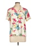 Caribbean Joe 100% Rayon Tropical Ivory Short Sleeve Blouse Size L - photo 1