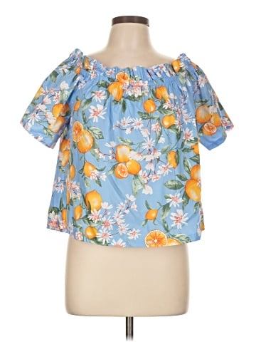 Skies Are Blue Short Sleeve Blouse (view 1)