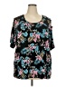 Como Blu Floral Black Short Sleeve T-Shirt Size 3X - photo 1