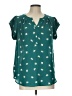 41Hawthorn 100% Polyester Stars Teal Short Sleeve Blouse Size L - photo 1