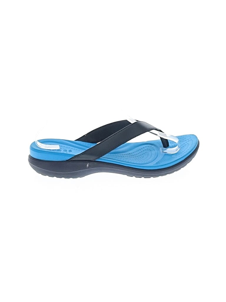 Pre-owned Crocs Flip Flops In Blue