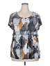 Daisy Fuentes Floral Gray Short Sleeve Blouse Size 2X - photo 1