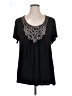 One World Black Short Sleeve Blouse Size 1X - photo 1