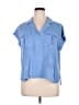 Rose + Olive 100% Rayon Blue Short Sleeve Blouse Size XL - photo 1