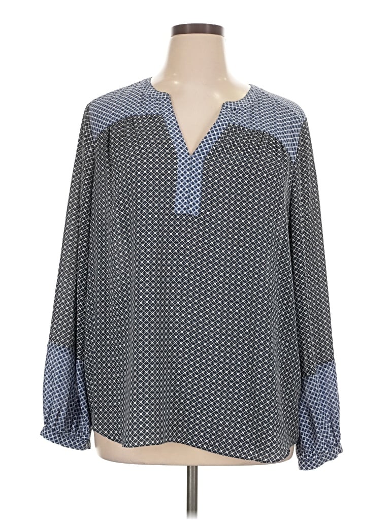 Pre-owned Nydj Long Sleeve Blouse In Gray