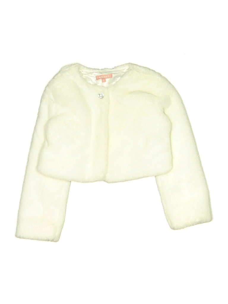 Pre-owned Bcbg Girls Kids' Faux Fur Vest In Ivory