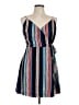 Lush 100% Polyester Stripes Blue Casual Dress Size L - photo 1