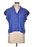 Madewell 100% Linen Blue Short Sleeve Blouse Size L - photo 1