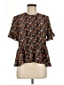 Madewell 100% Silk Floral Brown Short Sleeve Silk Top Size M - photo 1