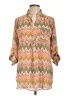 Cals 100% Polyester Chevron-herringbone Orange 3/4 Sleeve Blouse Size L - photo 1