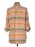 Cals 100% Polyester Chevron-herringbone Orange 3/4 Sleeve Blouse Size L - photo 2
