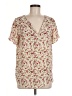 DR2 Floral Ivory Short Sleeve Blouse Size M - photo 1
