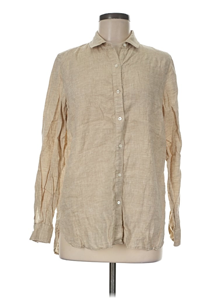 Pre-owned J. Mclaughlin Long Sleeve Button Down Shirt In Tan
