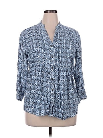 Rock Flower Paper 3/4 Sleeve Button-Down Shirt (view 1)