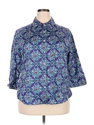 Foxcroft 3/4 Sleeve Button-Down Shirt (view 1)