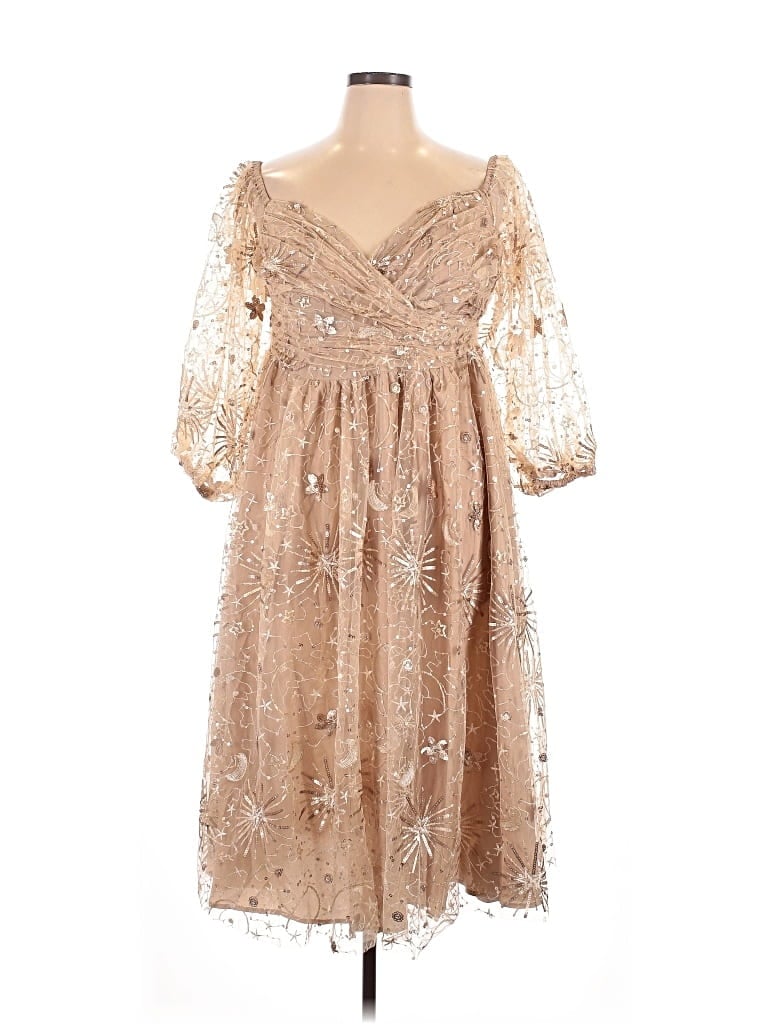 Eloquii Cocktail Dress In Tan