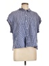 Old Navy 100% Cotton Checkered-gingham Blue Short Sleeve Button-Down Shirt Size L - photo 1