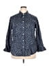 Foxcroft Polka Dots Blue 3/4 Sleeve Button-Down Shirt Size 18 - photo 1