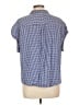 Old Navy 100% Cotton Checkered-gingham Blue Short Sleeve Button-Down Shirt Size L - photo 2