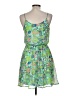 Lush 100% Polyester Print Green Cocktail Dress Size M - photo 2