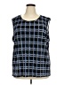 Maggie Barnes 100% Polyester Checkered-gingham Blue Sleeveless Blouse Size 2X - photo 1