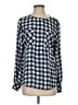 C. Wonder 100% Silk Checkered-gingham Blue Long Sleeve Silk Top Size S - photo 1