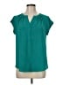 41Hawthorn 100% Polyester Teal Short Sleeve Blouse Size M - photo 1