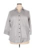 Foxcroft 100% Cotton Print Gray 3/4 Sleeve Button-Down Shirt Size 18W - photo 1