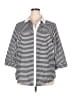 Foxcroft 100% Cotton Stripes Silver 3/4 Sleeve Button-Down Shirt Size 18 - photo 1