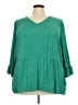 Evri 100% Polyester Green 3/4 Sleeve Blouse Size 3X - photo 1