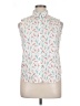Lands' End 100% Cotton Print White Sleeveless Button-Down Shirt Size 14 (petite) - photo 1
