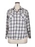 Cato 100% Cotton Plaid Ivory Long Sleeve Button-Down Shirt Size 18 - photo 1