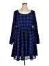 Torrid 100% Polyester Plaid Blue Casual Dress Size 1X Plus (1) - photo 1